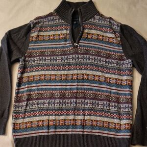 Men's Tommy Hilfiger Fair Isle Sweater Quarter Zip EUC Large